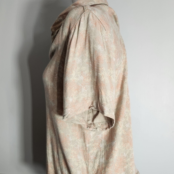 90s Classic Button Down Soft Abstract Leaves Print Fall Design Sea Shell Buttons - Picture 2 of 7